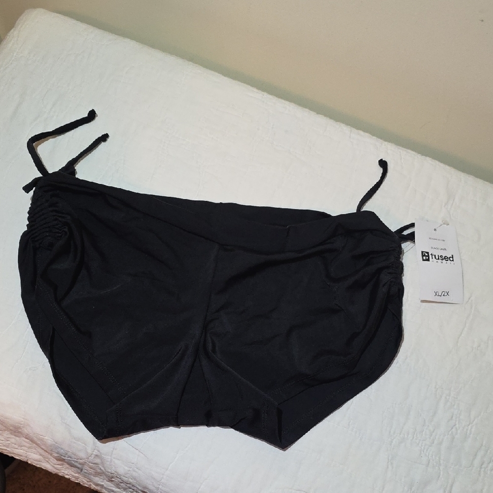 Fused Hawaii Big Island Bottoms Black Lava Adjustable Bikini with Tie Strings